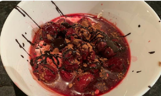 Cherry Couli with Amaretto Served With Velvet Cloud Sheep’s Yogurt